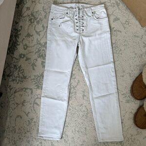 Women's A.L.C. White Ankle Lace-Up Jeans